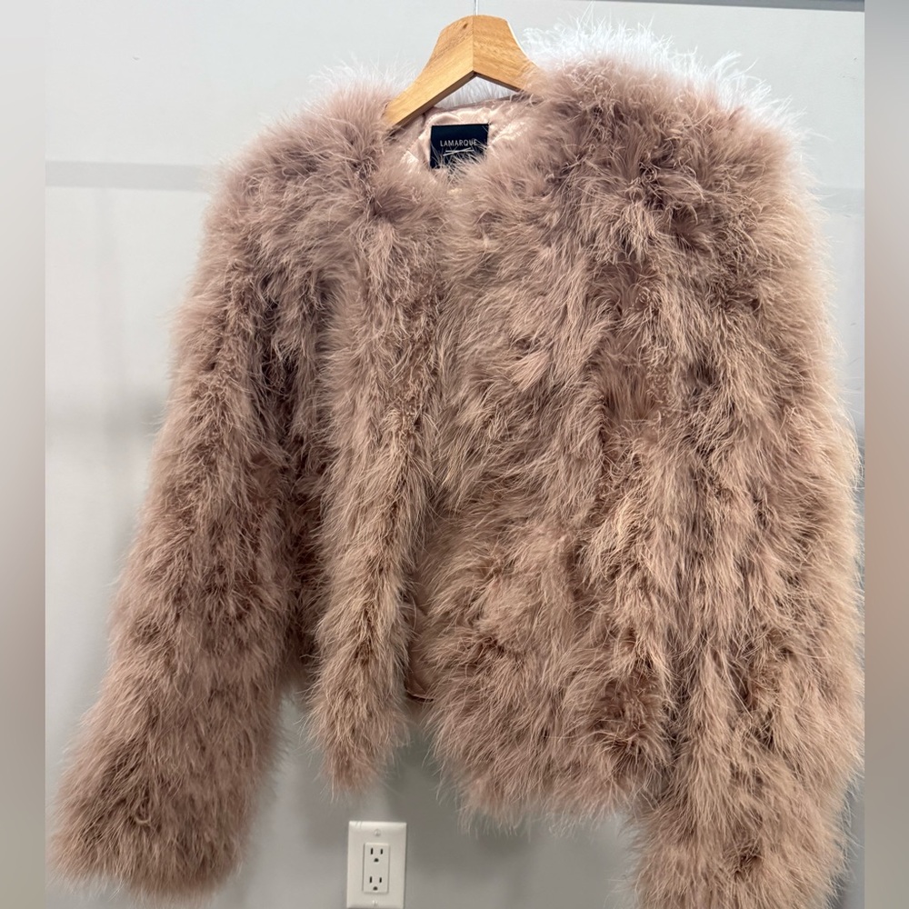 Lamarque Plush Faux Fur Jacket in Soft Pink